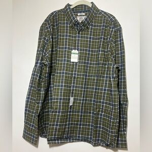 NWT Jos. A. Bank Men’s Green and White Plaid Casual Shirt